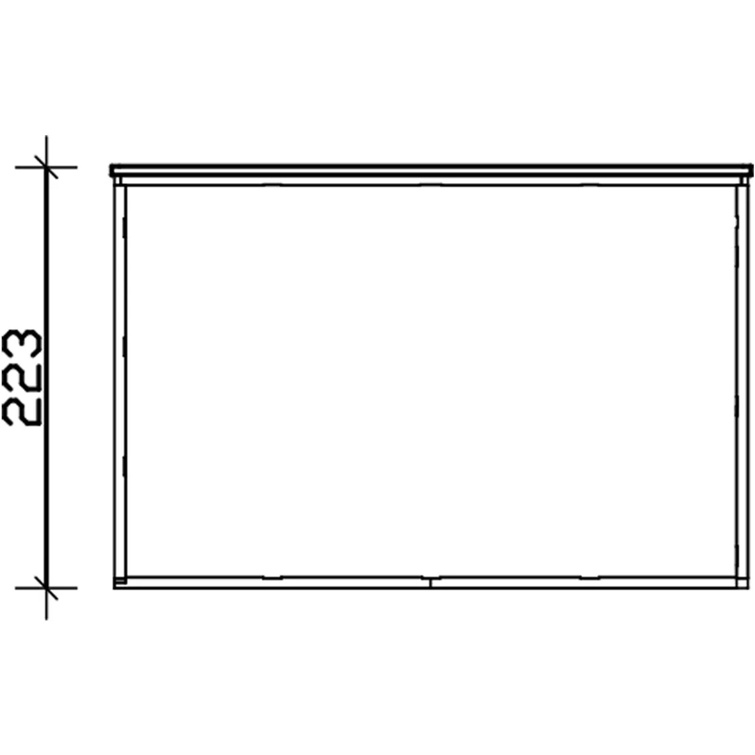 Technische Zeichnung: Skan Holz Gartenhaus Sydney, Seitenansicht mit Höhenangabe.