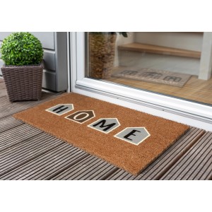 Astra Türmatte Coco Design mit "HOME" Schriftzug, 45x75 cm. Fußmatte aus Kokosfaser.