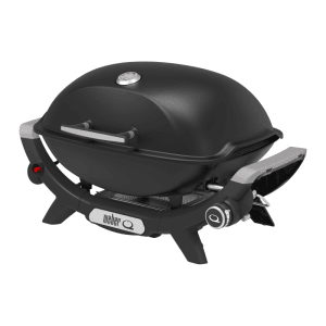 Schwarzer Weber Gasgrill Q2100N mit Deckelthermometer und Guss-Grillrost.