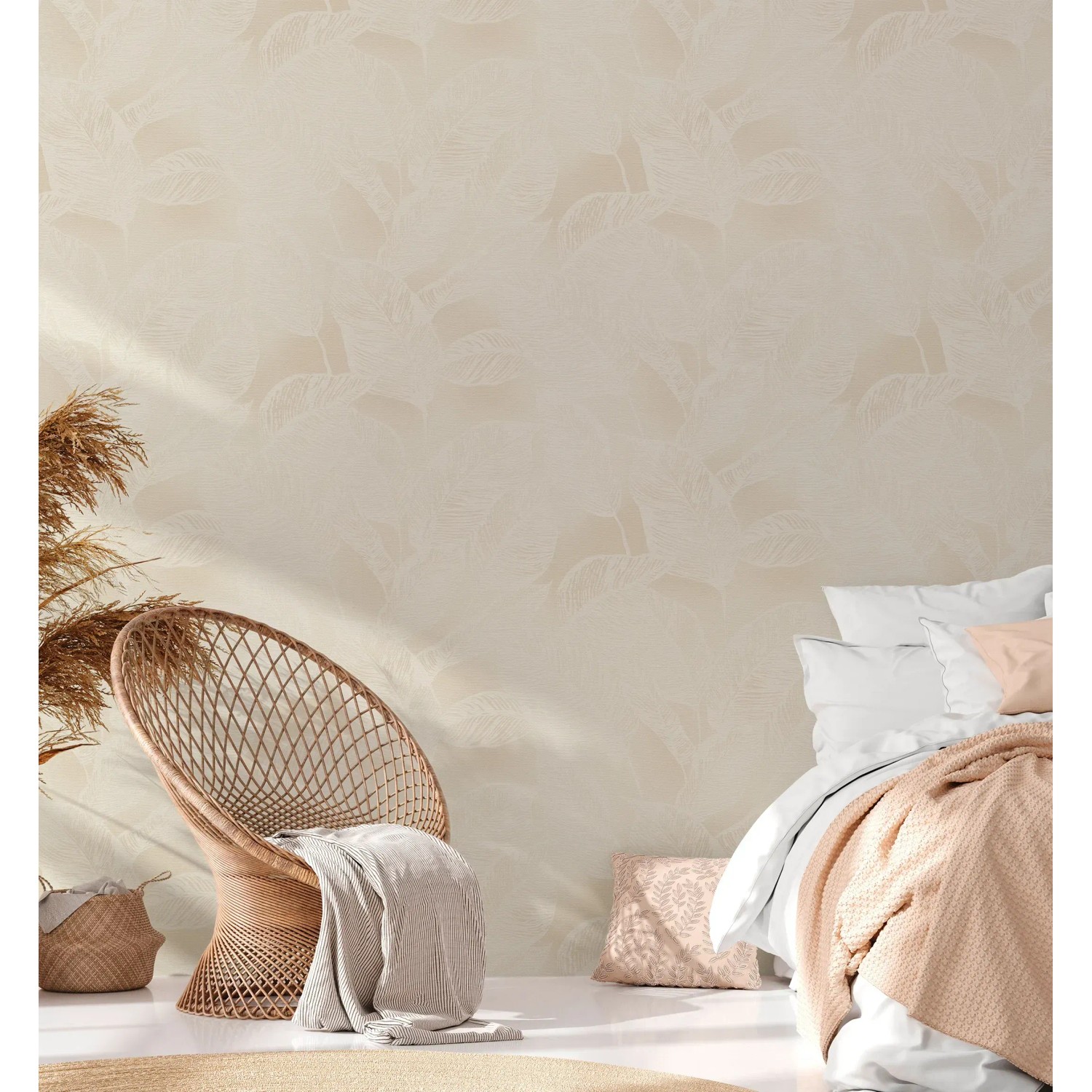 Vliestapete D'eco Wohngesund PVC phthalatfrei Blätter Beige FSC® kaufen bei OBI