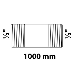 Kirchhoff Rohrdoppelnippel, 21mm (1/2 AG) x 1000mm, verzinkt, für Temperguss-Fittings.