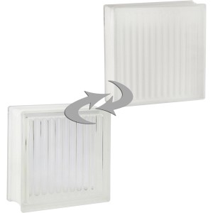 Glasstein Weiß, parallel, 1-seitig satiniert, 19x19x8 cm. Ideal für Innen- und Außenbereich.