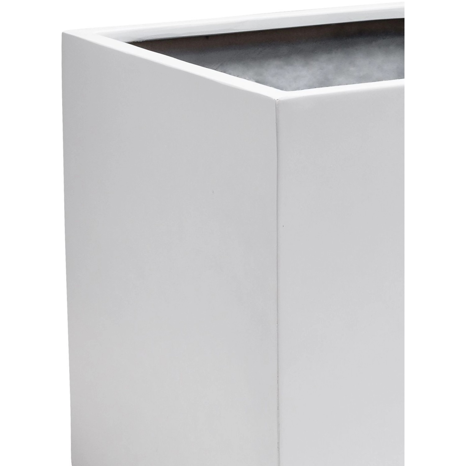 Weißer Vivanno Pflanzkübel Block, 50x50x50 cm, aus Fiberglas.