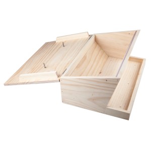 Offenes VF-Silo Pultdach XXL aus Holz, ein Vogelfutterspender mit Glasscheibe zur Füllstandskontrolle.