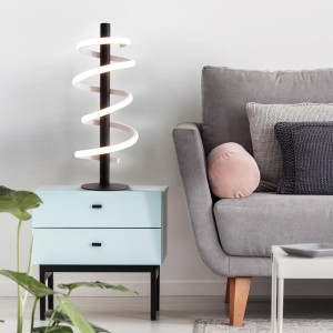 Moderne LED-Tischleuchte Belleza, 50 cm hoch, spiralförmiges Design, warmweißes Licht, dimmbar.