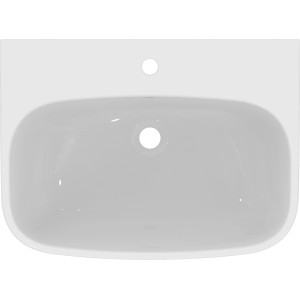 Ideal Standard i.life A Waschtisch, 65x48 cm, weiß, mit Hahnloch und Überlauf, Aufsicht.