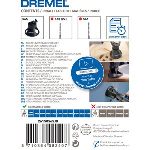 Dremel 565 Mehrzweck-Fräsvorsatz Set mit Fräsern und Anleitung.