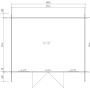 Grundriss Alpholz Gartenhaus Mirko Modern, 380x272 cm, 40mm Wandstärke. Holz-Gartenhaus Maße.