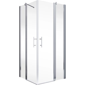 Schulte ExpressPlus Eckeinstieg AlexaStyle2.0, Alu-Natur, Klarglas, 100x100cm.