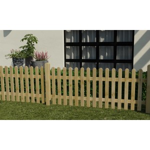 Holzzaun: Druckimprägnierter Staketenzaun Norki, 80x200 cm, im Garten.