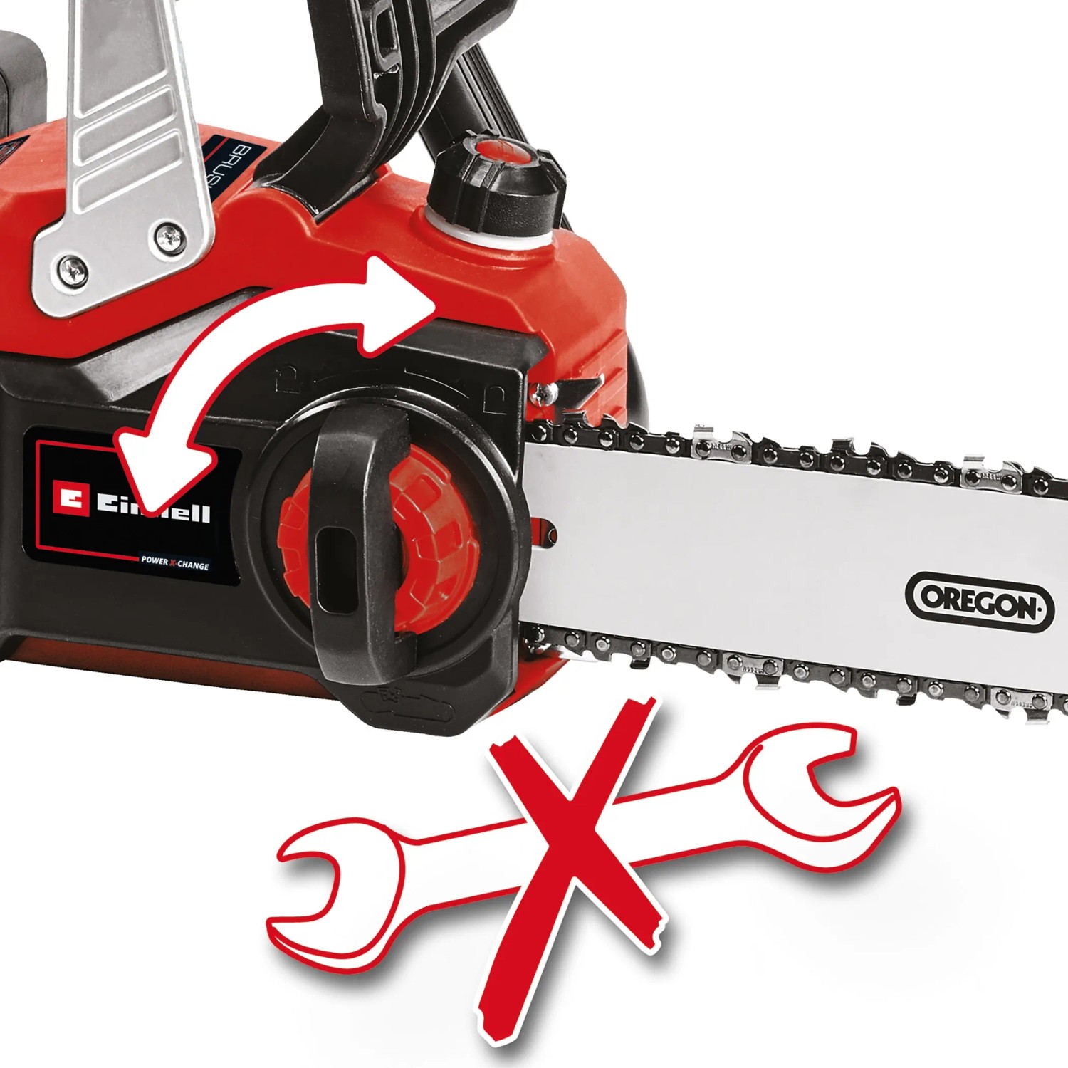 Einhell Akku-Kettensäge GP-LC 36/35 Li-Solo: Werkzeugloser Kettenwechsel, Oregon Schwert. Akku nicht enthalten.