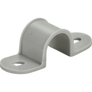 Hellgraue Montageschelle EN16 aus PVC, 20er-Set für Leerrohre.