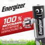 Energizer Max 9V E-Block Batterie mit Maskottchen und recyclebarer Verpackung.
