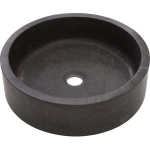 Rundes, dunkles baliv Aufsatzwaschbecken WBA-7070 aus Naturstein, Ø 40 cm.
