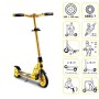 Gelber Six Degrees Aluminium Scooter Junior mit Klappmechanismus, Ständer, höhenverstellbar, 180/145 mm Rädern. GS-geprüft.