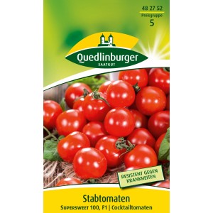 Quedlinburger Cherry-Tomate Supersweet 100: Samen für ertragreiche, süße Cocktailtomaten.