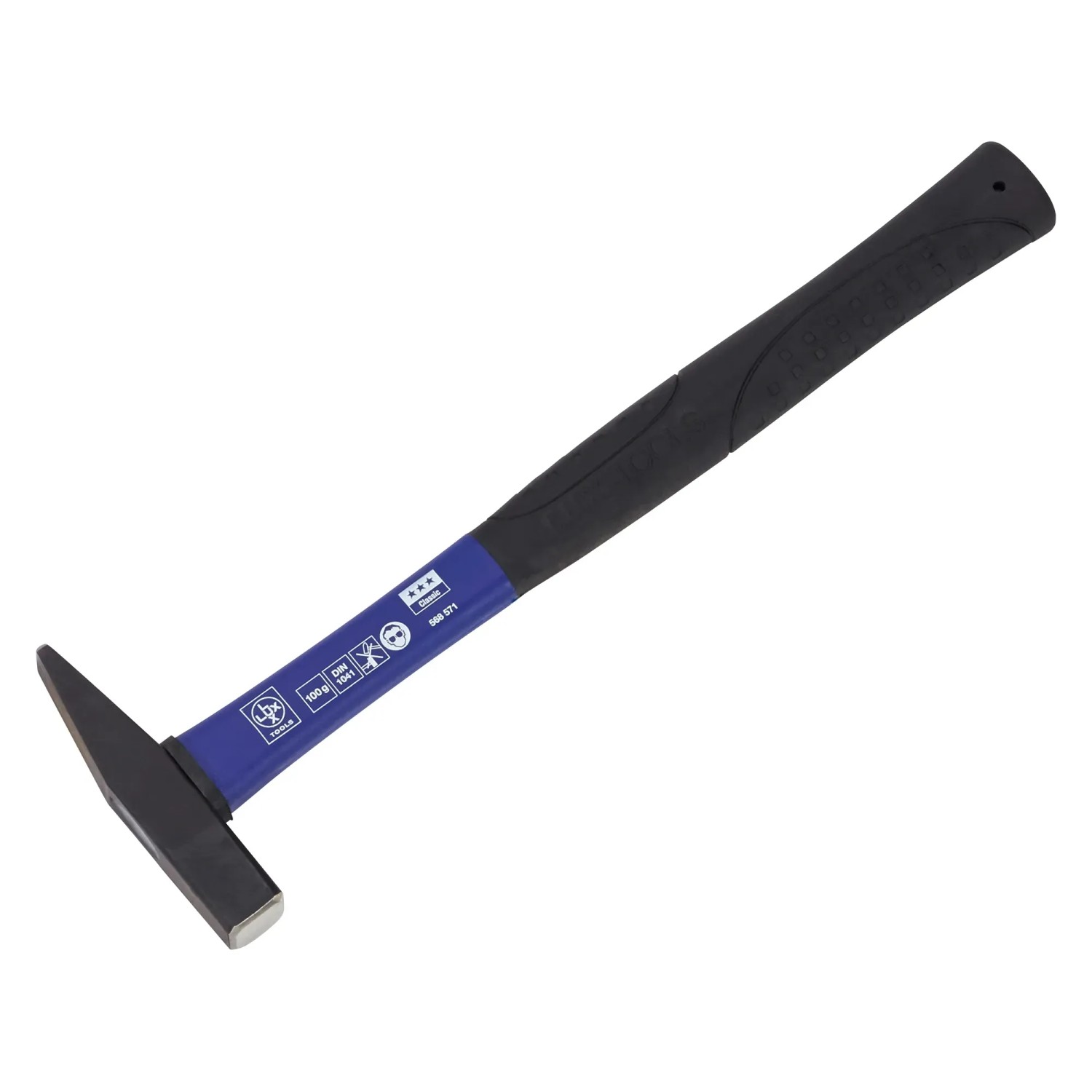 LUX Schlosserhammer Classic, 100 g, mit Glasfasergriff und Werkzeugstahl-Kopf.