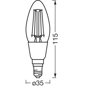 Osram Matter Leuchtmittel E14 Kerzenform B40 Dimmbar 4 W 470 lm 11,5 x 3,5 cm