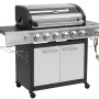 El Fuego Edelstahl-Gasgrill Long Beach mit 6 Brennern, Seitenbrenner, Unterschrank und Ablagen.