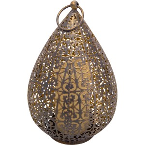 Näve LED-Dekoleuchte in Antik Gold mit Flammeneffekt, warmweißes Licht, 27,8 cm hoch.