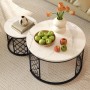 okwish Couchtisch mit 2er-Set Satztische Wohnzimmer 70x 70x 45cm Weiß Schwarz_6