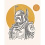 Wandbild: Star Wars Boba Fett Illustration, beige, 40x50 cm. Kultiger Kopfgeldjäger im Retro-Stil.