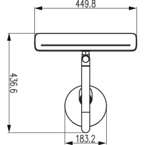 Technische Zeichnung der Philips VDTMate Arbeitsleuchte mit Maßangaben.