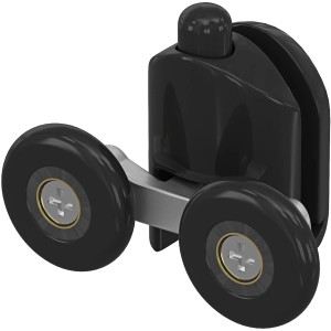 Schwarze baliv Türlaufrolle Doppelt Unten für Duschkabine Factory, 4er-Set.