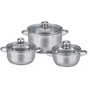 ELO Topfset Edition Red, 3-teilig: Edelstahl Töpfe mit Glasdeckel in verschiedenen Größen.