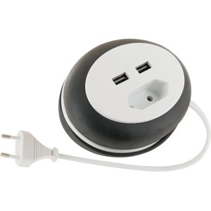 Schwaiger Euroverlängerung mit 2 USB-Ports, 3m Kabel, weiß. Kompakte Mehrfachsteckdose für Computer & Multimedia.