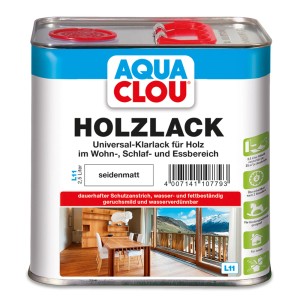 Aqua Clou Holzlack Transparent seidenmatt, 2,5 l Dose. Klarlack für Holz im Innenbereich.