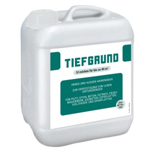 Aktion Tiefgrund 5 l im weißen Kanister für Bauabdichtung.