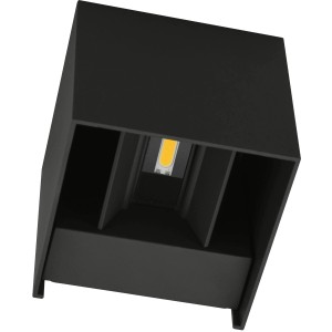 Moderne E2 Elektro Qube Außenwandleuchte aus Edelstahl, Up-Down Licht, CCT, 10x10x10 cm.