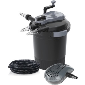 Heissner Druckfilter-Set FPU 10000 mit UVC-Klärer, Pumpe und Schlauch für Teiche bis 10.000 l.