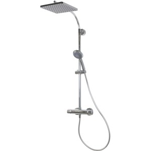 Breuer Duscharmatur Aquamaxx 320 mit Thermostat und eckiger Kopf- und Handbrause.