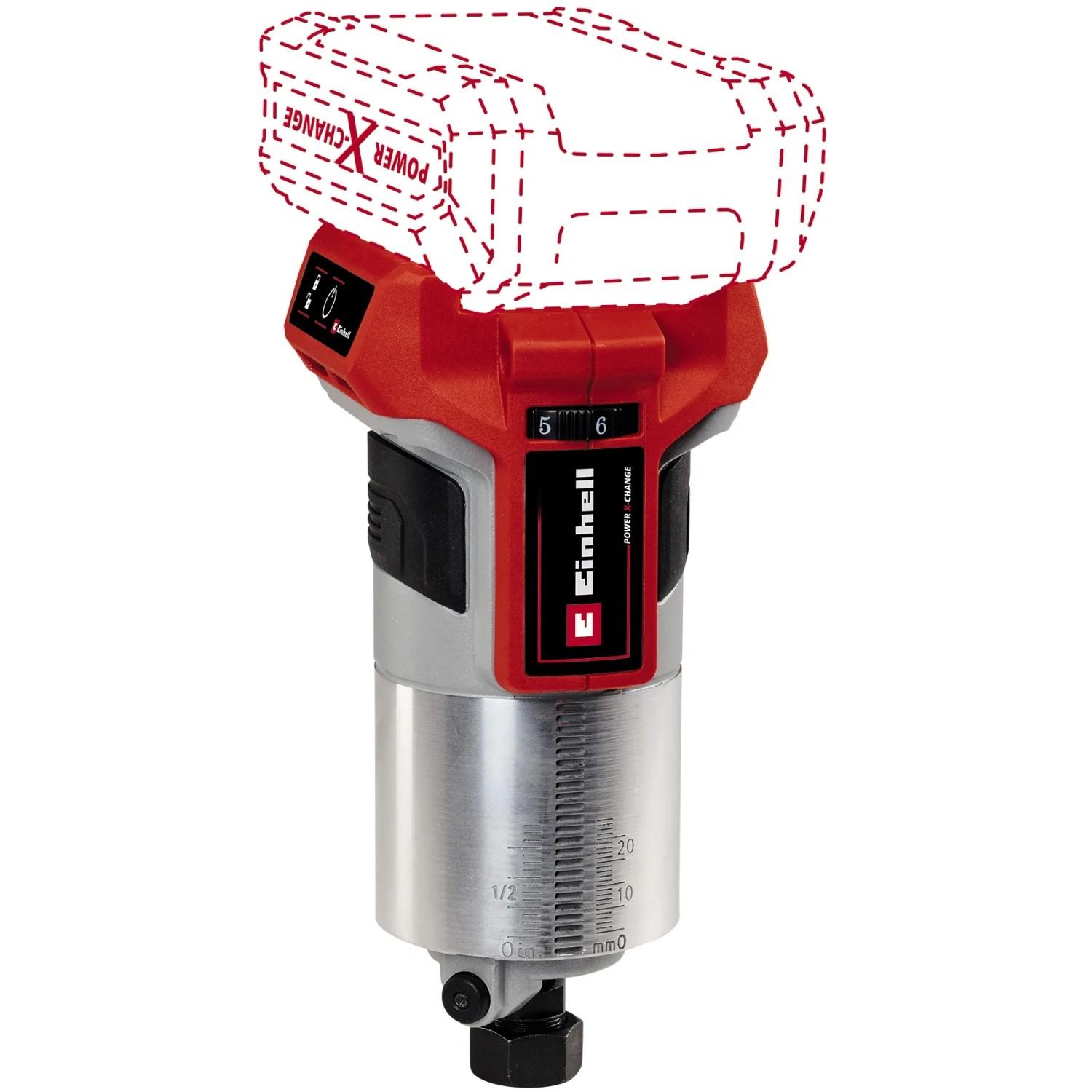 Einhell Akku-Oberfräse TP-RO 18 Li BL Solo (ohne Akku). Kompakte Fräse für Holzbearbeitung.