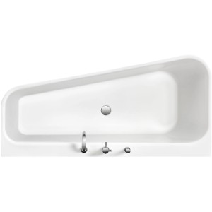 Ottofond Eckbadewanne Pino 155 cm, Set mit Armatur und Ablaufgarnitur, Aufsicht.