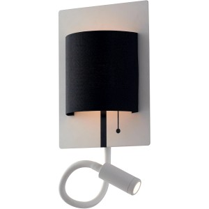 LED-Wandlampe Pop von Luce Design mit Spot-Arm, schwarz-weißer Lampenschirm. Deckenleuchte mit Leselicht.