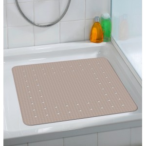 Quadratische Wenko Duscheinlage Mirasol in Taupe (54x54 cm) für mehr Sicherheit in der Dusche.