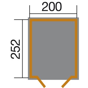 Grundriss OBI Outdoor Living Holz-Gartenhaus Kompakt, 198x273 cm, Satteldach.