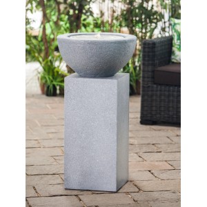 Heissner Deko-Säule Tower Grey mit Gartenbrunnen-Aufsatz aus Granit.