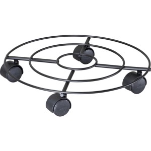 Wagner Pflanzenroller Draht, schwarz matt, Ø 35 cm, mit 4 Rollen für einfaches Verschieben von Pflanzen.