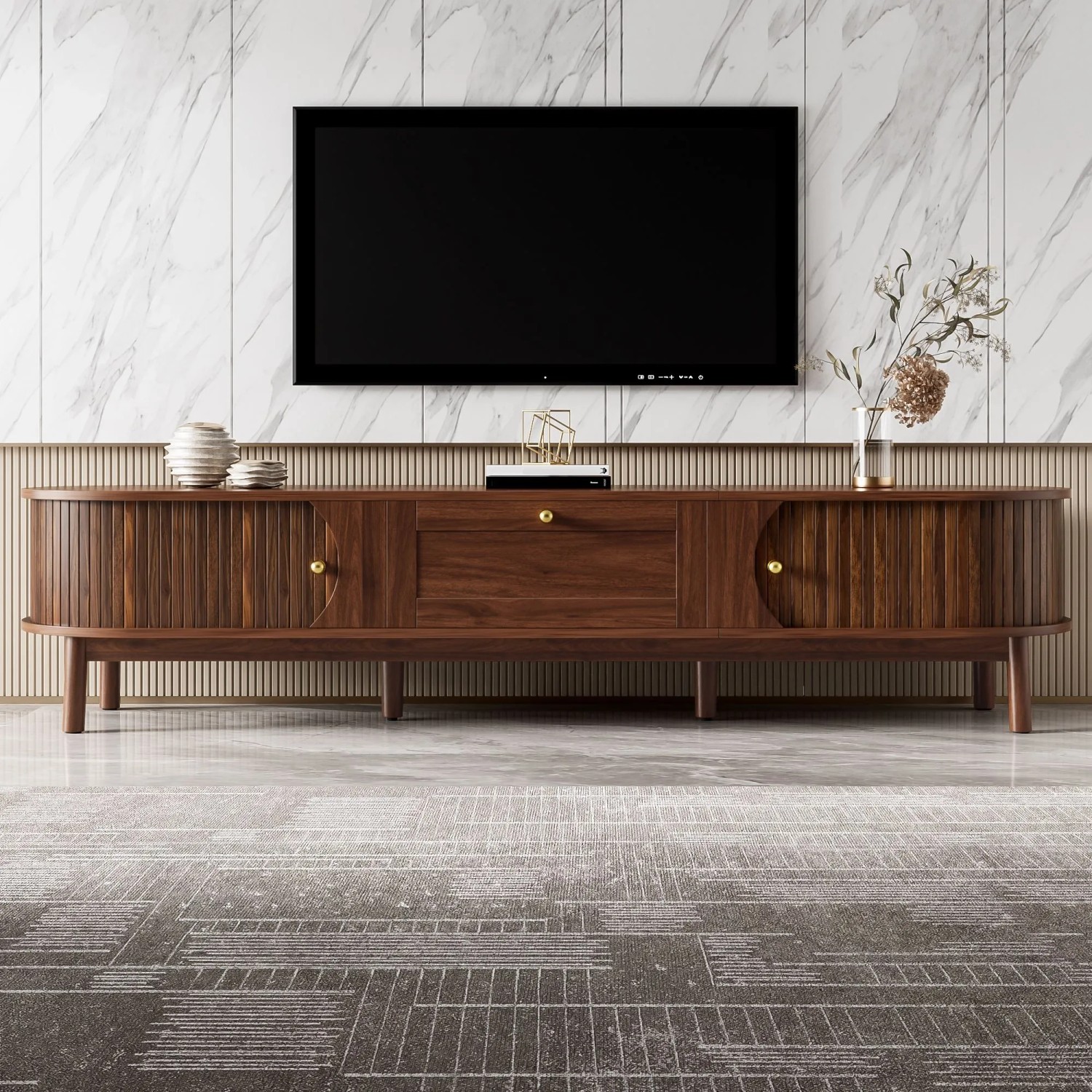 okwish Schrank mit Schubladen für Wohnzimmer 170x39.5x38cm Braun_4