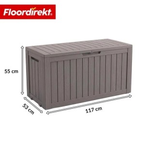 Floordirekt Gartenbox Holzoptik Wetterfest Auflagenbox Kissenbox Braun 270 L