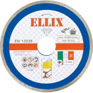 Diamant-Trennscheibe Fliese Vollrand, Ø 150mm für Winkelschleifer und Fliesenschneider.