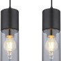 Globo Pendelleuchte Annika, 4-flammig, schwarz matt mit Rauchglas-Schirmen.