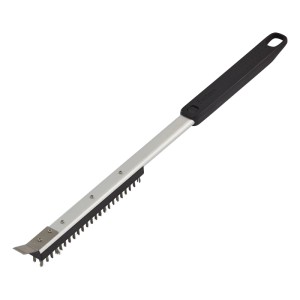 Enders Pizzastein-Bürste in Silber und Schwarz, Grillutensil zur Reinigung von Pizzasteinen.