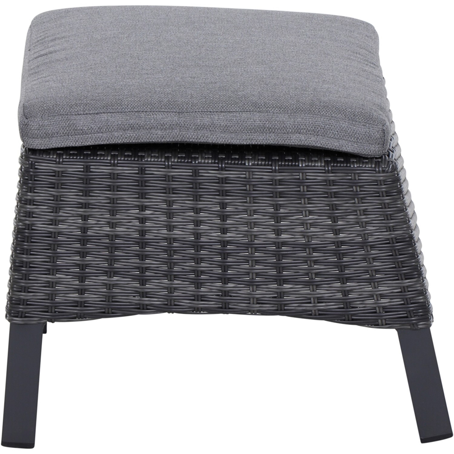 Siena Garden Hocker Taranto, anthrazit mit Kissen. Fußhocker für Gartenmöbel, wetterfestes Geflecht.