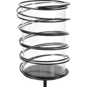 Gartenstecker Fackel Spirale, Eisen/Glas, schwarz, 59 cm. Gartendeko mit Windlicht.