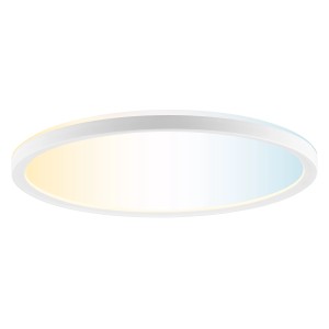 Weiße, runde LED-Deckenleuchte Avola mit CCT-Funktion, Durchmesser 29,3 cm.